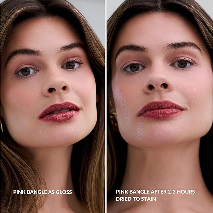 Mango People Hydrating Glossy Fruit Lip Stain, Long Lasting Tint & Oil Stain, Lightweight Lip Makeup with High-Shine Finish for Soft, Smooth and Nourished Lips - Pink Bangle