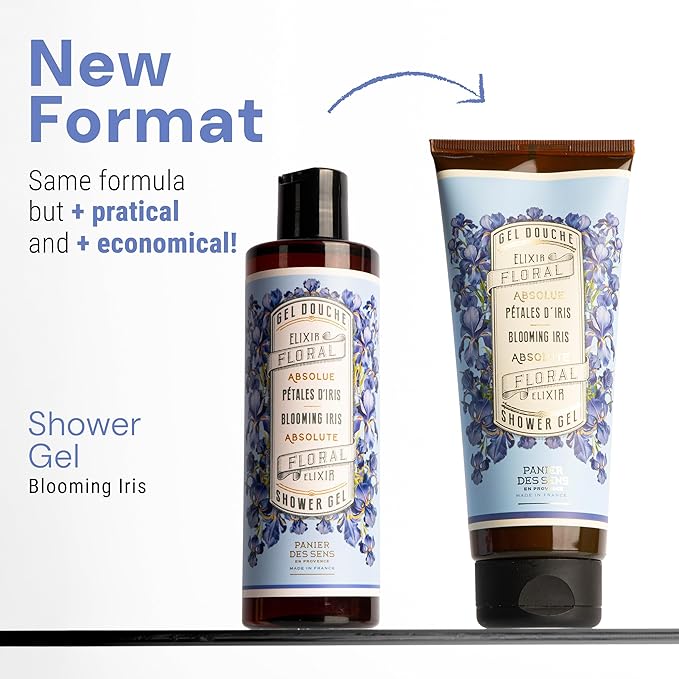 Panier des Sens - Iris Moisturizing Body Wash for Women & Men - Gentle Shower Gel - 96% Natural - Normal, Sensitive Skin - Body Care Made in France, SLS Free, Vegan - 6.8 floz