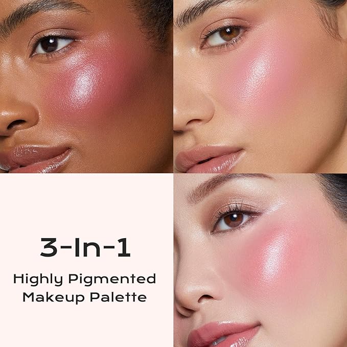 Color Nymph All in One Contour Palette with Blush & Highlighter, 3-in-1 Mini Makeup Palette with Mirror, Travel-Friendly MakeUp Kit, Vegan & Cruelty-Free - Starlit Glow