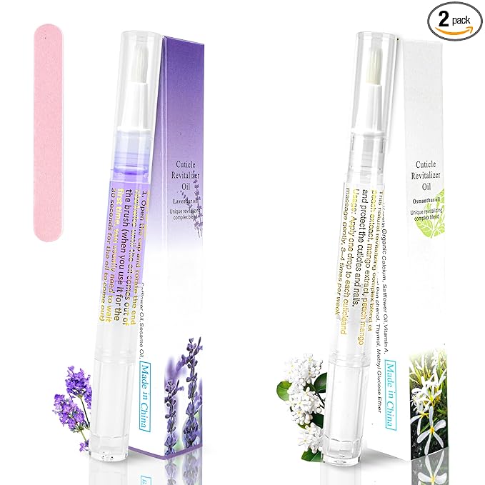 2PCS Cuticle Oil Pen for Nails,Nail Oil Pen for Nail Care,Cuticle Oil for Nails with Nail File,Nail Oil Cuticle Prevent Dry Cracking and Hangnails,Deep Nourishment(Lavender & Osmanthus flowers)