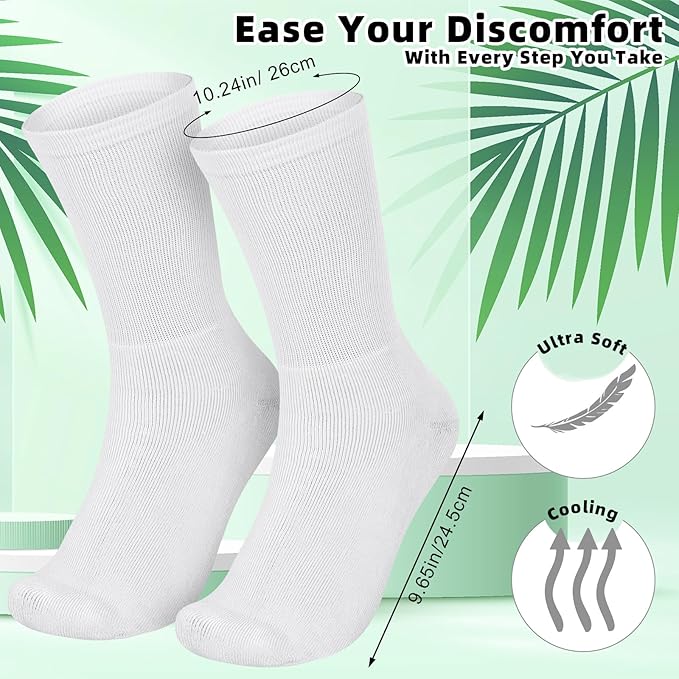 4 Pairs Cotton Soft Eczema Socks White Hydrating Moisturizing Therapy Cotton Socks Eczema Relief for Adult Wet Wrap Non Itch Soft Feet Treatment