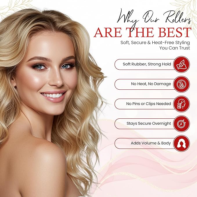My Beauty Spot Flexi Rods Foam Hair Rollers 3/4" 5/8" and 1" Diameter Professional Salon Quality 12 Pcs Rubber Hair Rollers for Long, Medium and Short Hair (Multicolor)