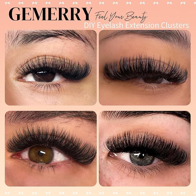 GEMERRY Lash Clusters 4 Style Clusters Eyelash Extensions False Eyelashes Wispy Natural Lashes Fluffy Individual Lashes for DIY at home (60D 80D 100D 200D, 8-16mm)