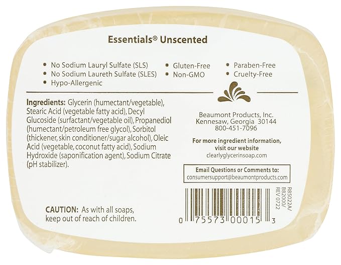 Clearly Natural, Glycerine Soap, Unscented, 4 oz
