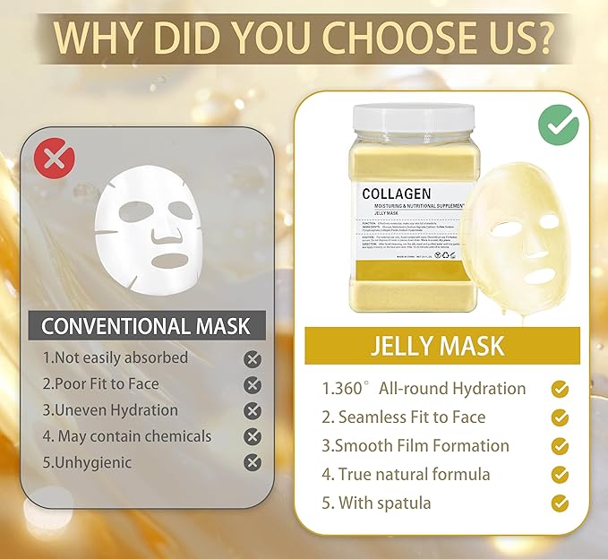 Jelly Mask Powder for Facials, Collagen Jelly Mask for Professionals, Hydrating & Moisturizing Peel-Off Natural Gel Facial Mask with Double-ended Silicone Brush, 23 Fl Oz
