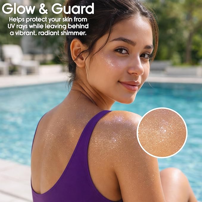 Glitter Sunscreen SPF 50 Lotion 4.5oz - Sparkle & Shimmer Sunscreen - Colored Sun screen for Kids & Women - UVA/UVB Sunshine Protection + 80 Min Water Resistant - (Scented) (USA Made)