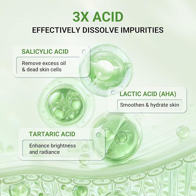 3X Acid Clay Mask with Amazonian White & Glacier Clay, Deep Cleansing Facial Skincare for Pore Minimizing Oil Control & Detox, Face Mask for All Skin Types, 3.53 oz