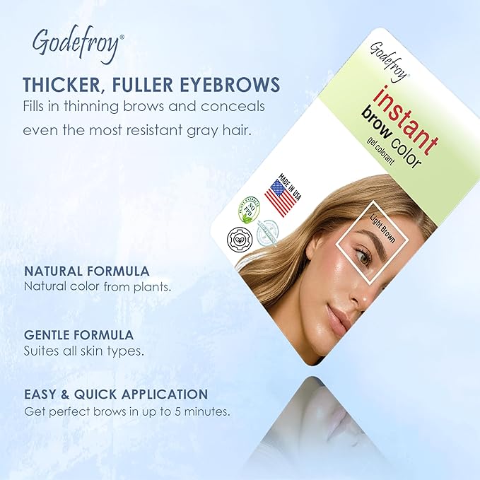 Godefroy Fast Acting Temporary Instant Brow Color, 3 Applications Per Package, Salon Quality Results, Light Ash Brown
