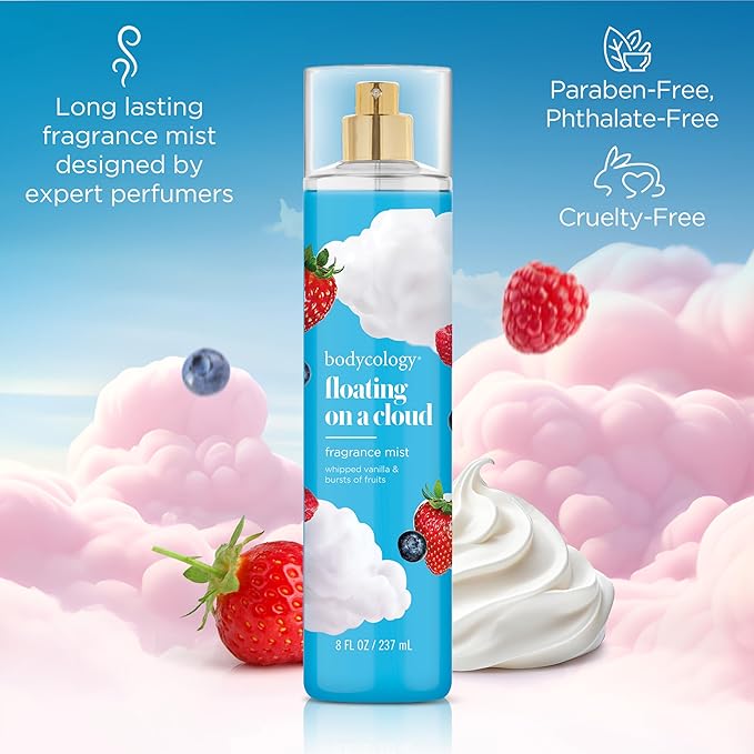 Bodycology Long-Lasting Fragrance Body Mist, Floating On A Cloud, 8 fl oz (Pack of 2)