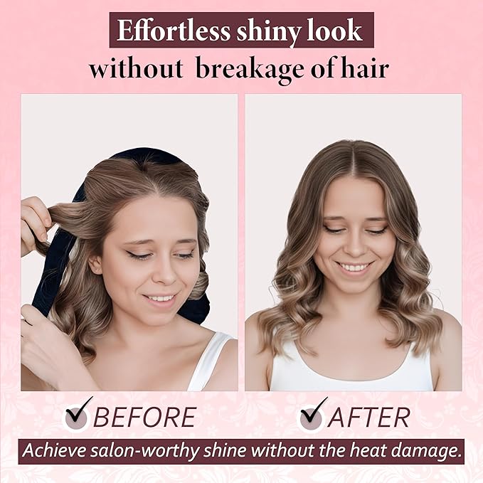 Satin Heatless Curling Set - Soft Curlers to Sleep In, Overnight Heatless Curls for Long Hair, Shoulder Length, Overnight Hair Curlers for Frizz-Free, No Heat Damage Styling, Gift for Teen Girl,Women