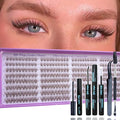 Wispy Lash Clusters Kit, Natural Lash Cluster Eyelash Extensions 320 Pcs C Curl 10-16mm Individual Fluffy False Eyelashes Thin Band DIY Kit for Beginners at Home with Bond Seal Remover Tweezers Brush