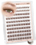 Spider Lash Clusters Brown Eyelash Clusters Wispy Cluster Eyelash Extensions 10-16MM Airy Fluffy Individual Lash Extensions Easy Application with CC Curl & Clear Band for Soft Glam Natural Makeup