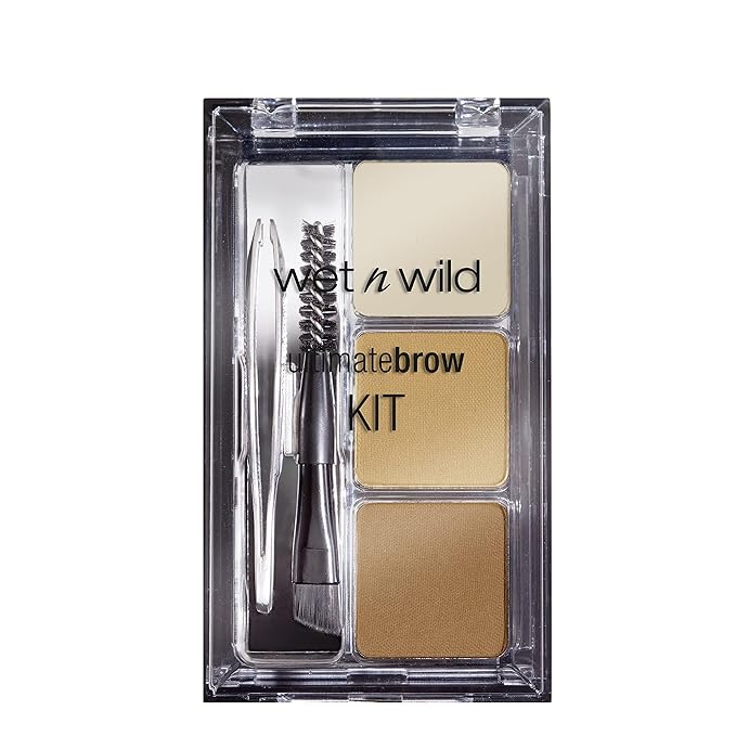 Wet n Wild, Ultimate Brow Kit, Eyebrow Kit to Shape, Define and Fill the Eyebrows, Kit with 1 Brow Wax, 2 Fixing Powders, 1 Brush and 1 Tweezers, Vegan Product, Soft Brown