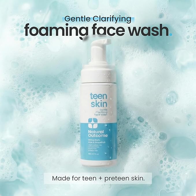 natural outcome Teen Skin Face Wash | Gentle Foaming Daily Boys & Girls Facial Cleanser Lotion | Natural Non-toxic Ingredients | For Teens, Preteens & Kids Looking to Prevent Acne | 5 oz