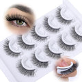 Self Adhesive Eyelashes Reusable Self Adhesive Lashes Natural Pre-glued Lashes No Glue Lashes Strip Lashes Cat Eye Lashes D-Curly False Lashes Wispy Faux Mink Eyelashes by zanlufly