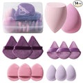 Makeup Sponge Set BS-MALL Triangle Puff 14 Pcs for Liquid, Cream, and Powder, Multi-colored Makeup Sponges and Mini Sponge with Case (A-Purple)