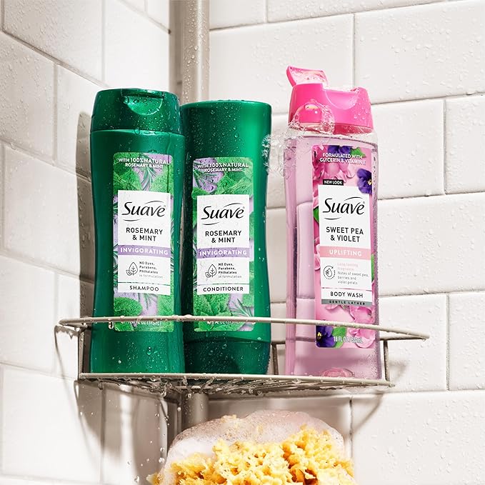 Suave Invigorating Shampoo with Rosemary & Mint, Refreshing & Replenishing Care for Healthy-Looking Hair, No Parabens, Phthalates, or Dyes, 6 Pack of 12.6 FL OZ Bottles