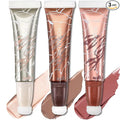 FOCALLURE 3 PCS Liquid Contour Stick,Moisturizing Highlighter,Blush and Bronzer,Silky Cream Contouring Pen with Soft Cushion Applicator,Long Lasting Face Illuminator Makeup,Bikini Beach