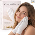 8Pairs (16Pcs) White Cotton Moisturizing Gloves for Dry Hands, Reusable Overnight Sleeping Hand Mask, Soft Breathable Gloves for Women and Men