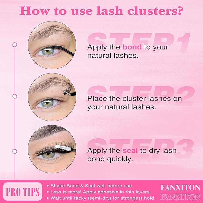 DIY Lash Extension Kit Volume Thick Lash Clusters 80D+100D 320 pcs Individual Lashes D Eyelash Extension Kit Lash Bond and Seal and Tweezers for Lash Clusters Kit DIY at Home