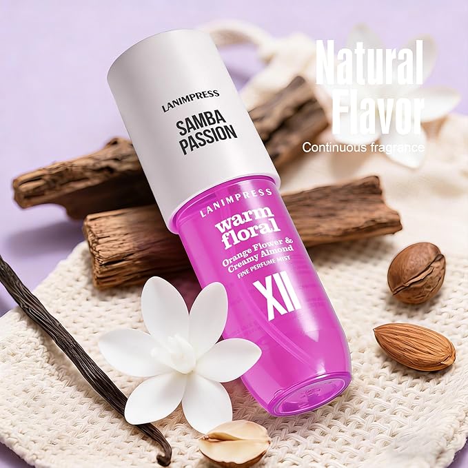 3 FL OZ Hair Mist and Body Spray, Eau De Parfum for Women,Travel Size Fragrance,Creamy Aroma Perfume No.12,Sweet Smells,Warm Floral Scent– With Notes of Orange Flower, Creamy Almond