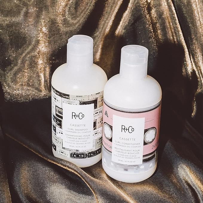 R+Co Cassette Curl Shampoo and Conditioner Set – Lightweight Curl Definition & Frizz Control for Natural, Bouncy Curls – Adds Shine & Moisture – Sulfate-Free, Vegan & Cruelty-Free 8.5 oz 2PK + Sample
