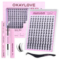 OKAYLOVE Manga Lash Clusters Kit with Spikes, LIRA 8-18mm DIY Cluster Eyelash Extensions Kit, 140pcs CC Curl Clear Band Individual Lashes with Lash Bond and Seal, Remover, Lash Tweezers