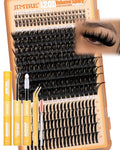 JIMIRE Lash Clusters Kit Volume Lash Extension Kit 296Pcs 120D Cluster Eyelash Extensions with Bottom Lashes and Spikes D Curl Eyelash Extension Kit with Lash Bond and Seal