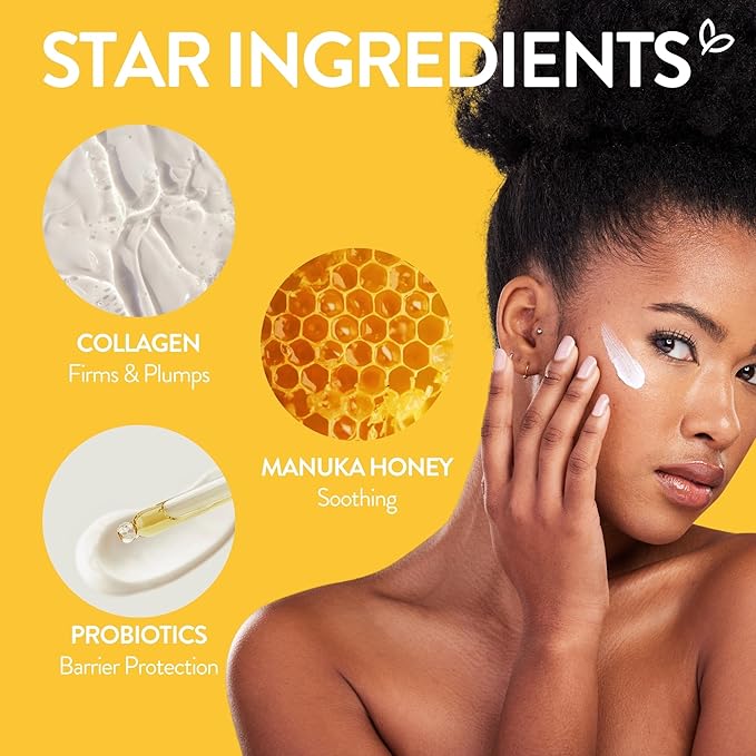 By Nature Manuka Honey + Collagen + Probiotics Day Cream - Nourishing Formula to Soothen your Skin - Skincare from New Zealand - 6.5 oz