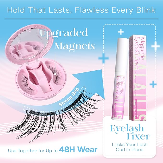 CALAILIS Magnetic Eyelashes with Applicator Upgrade Soft Magnetic Lashes Natural Look Reusable No Glue or Eyeliner Needed Easy to Wear and Remove (RC132)