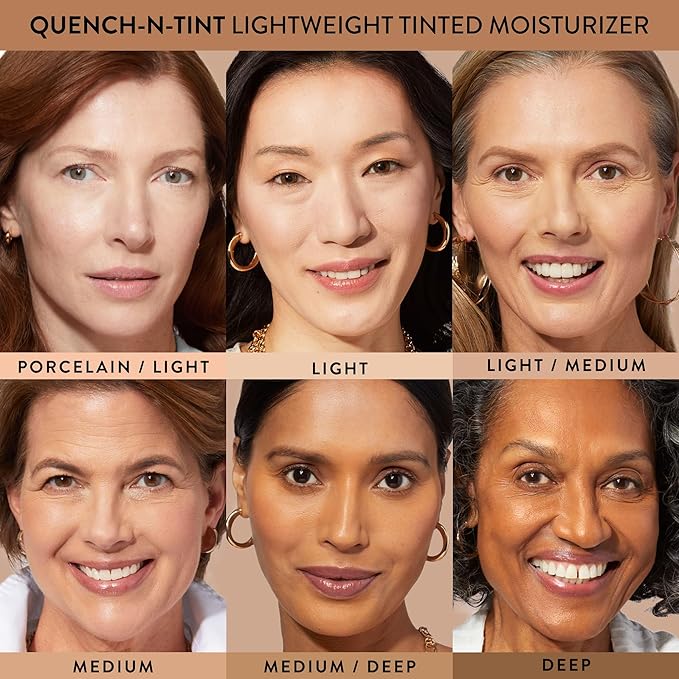 LAURA GELLER NEW YORK Quench-n-Tint Tinted Moisturizer - Sheer to Light Buildable Coverage - Natural Glow Finish - Lightweight Formula with Hyaluronic Acid, 05 Medium/Deep