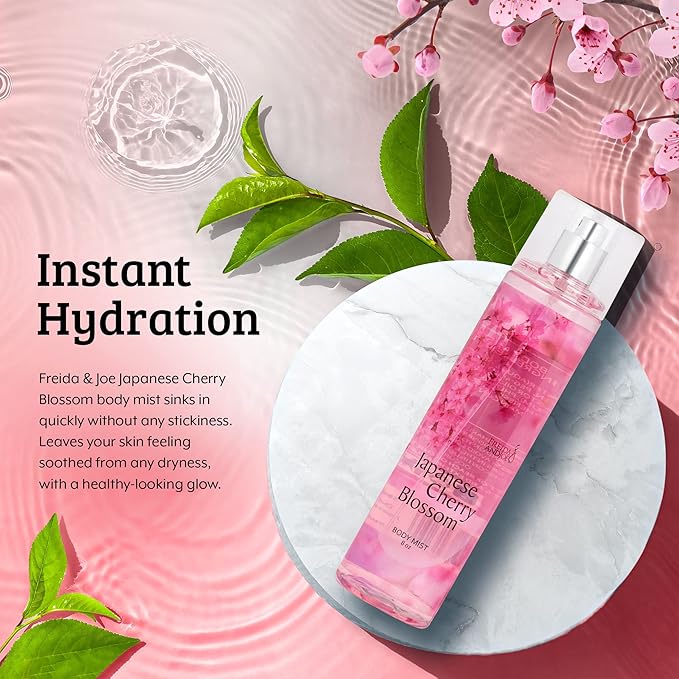 Freida and Joe Cherry Blossom Body Mist: A Luxurious 8 oz Gift for Her, Exquisite Floral Scent, Ideal Stocking Stuffer Fine Women Body Spray for Mom