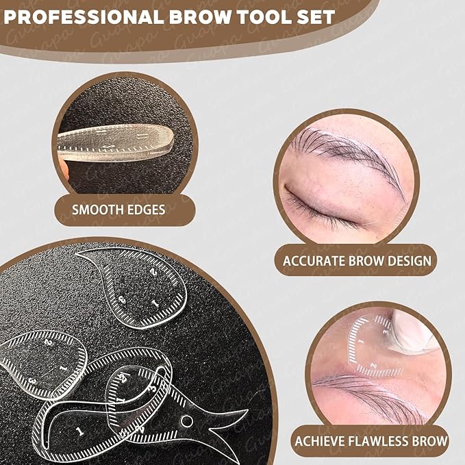 Premium Eyebrow Mapping Kit with White Mapping String, Brow Paste, Ultra-Thin Pencils & Multi-Style Rulers – Full Professional Microblading & Brow Design Set (Kit 2)
