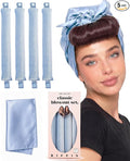 Classic Heatless Curls Overnight Rods - Upgraded Directional Grip Velvet No Heat Hair Curlers to Sleep Hair Rollers Flexible Curling Rods Set for Long Thicker Hair, Full Coverage Larger Silk Scarf