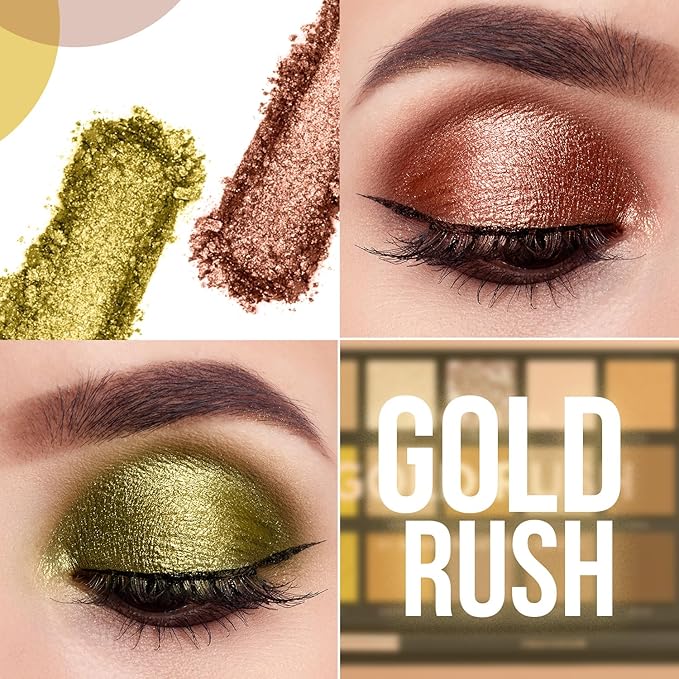 Profusion Cosmetics 21 Shades Gold Rush Eyeshadow Palette and Pro Series Brush for Flawless Eye Look, Get Attractive and Stunning Eye Look with Premium Makeup Kit