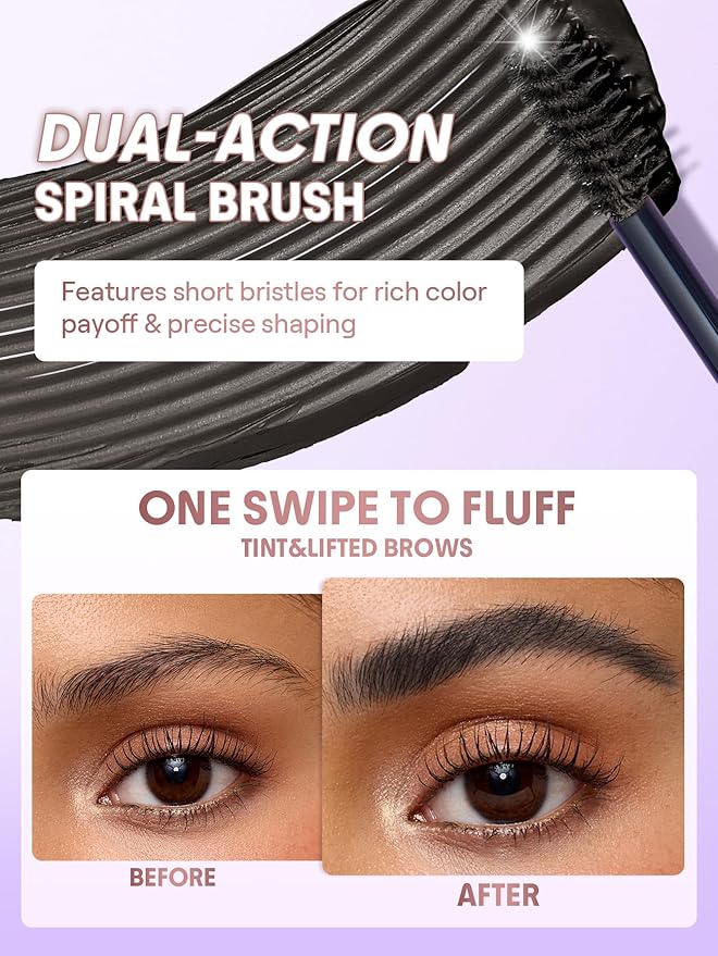 SHEGLAM Airy Tinted Volumizing Brow Mousse Eyebrow Cream Gel Highly Pigmented Shaping Filling Water Removal-Ebony
