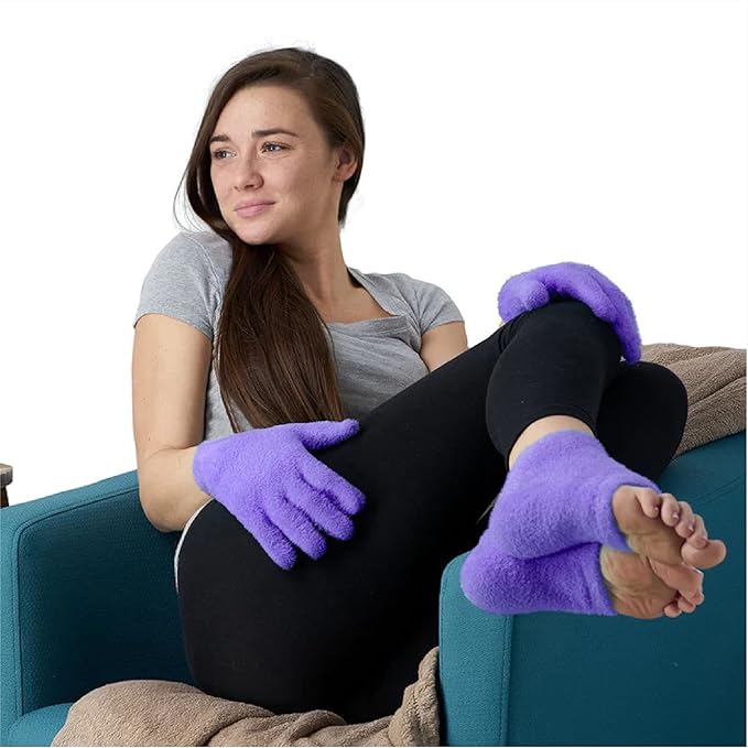 NatraCure Moisturizing Gel Heel Sleeves and Gloves - Lavender (for Dry Skin, Hands, Feet & Cuticles)