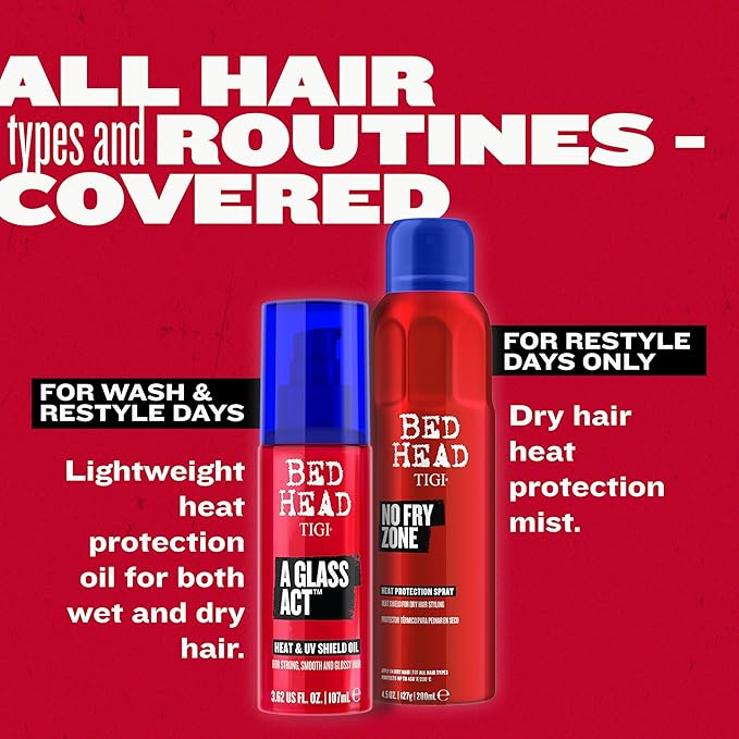 Bed Head by TIGI A Glass Act Multi-Tasking Heat Protectant Oil with UV & Color Defense, Anti-Frizz & Glass-Shine Finishing, 3.62 fl oz
