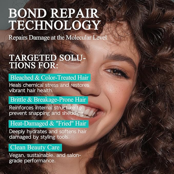 Vegan Bond Repair Hair Mask – Deep Conditioner with Peptides & Amino Acids for Damaged Hair – Bond Builder for Dry, Brittle & Over-Processed Hair – High-Penetrating Hydration Treatment