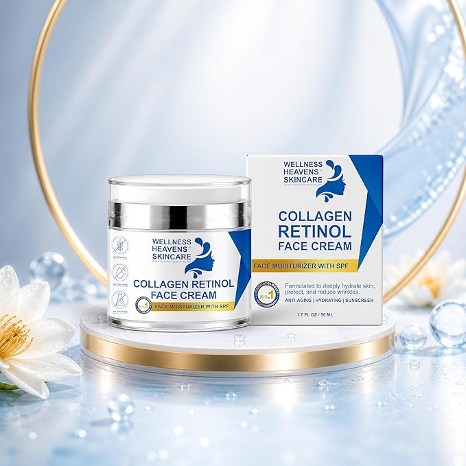 Anti-Aging Face Moisturizer for Face, Face Moisturizer with SPF, Collagen, Retinol, Hyaluronic Acid Cream, Age-Defying, Lift & Firm Cream, Sunscreen for Face, Lotion, Great for Dry, Aging Skin 1.7oz