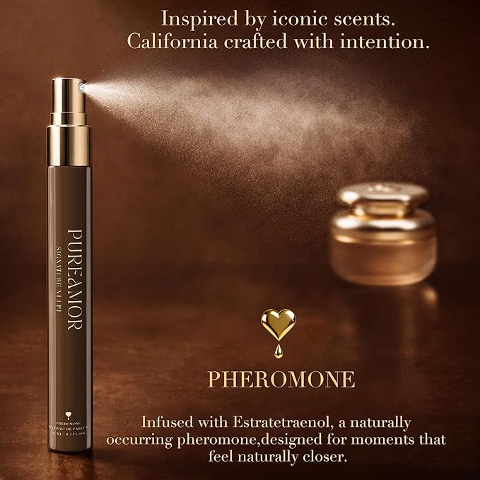 PUREAMOR Pheromone Perfume for Women, Signature N1 Extrait de Parfum – Warm Amber & Vanilla Scent with Citrus & Jasmine, Long Lasting Fragrance, 0.4 oz / 12 ml Travel Size