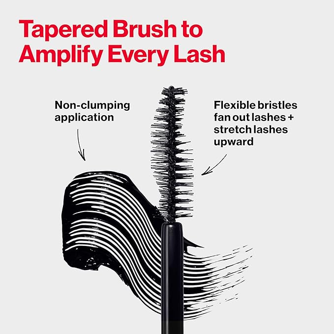 Revlon ColorStay Xtensionnaire Lengthening Lash Serum and Mascara In One, Tapered Brush for 2X Longer Looking Eyelashes, Infused with Pro Vitamin B5, Smudge-Proof, 201 Blackest Black