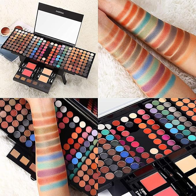 UNIFULL 190 Colors Makeup Pallet,Professional Makeup Kit for Women Full Kit,All in One Makeup Sets for Women&Beginner,include Eyeshadow,Lipstick,Compact Powder,Eyeliner,Concealer(004-Black)