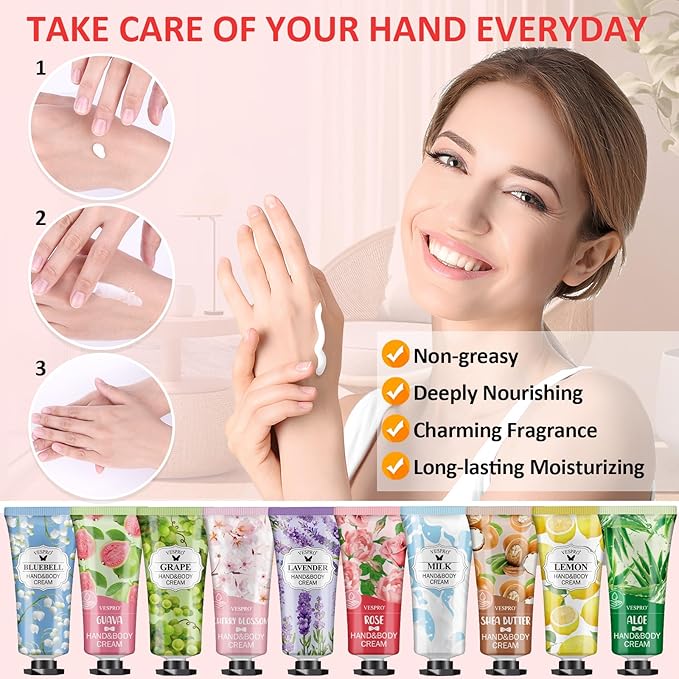 VESPRO 210 Pack Moisturizing Hand Cream Gifts Set, Mothers Day Gifts, Hand Lotion Travel Size for Dry Cracked Hands, Bulk Hand Lotion for Teacher Gifts, Nurse Gifts, Bridesmaid Gifts, Small Gifts