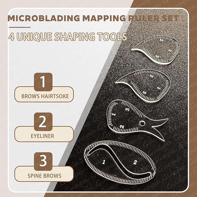 Premium Eyebrow Mapping Kit with White Mapping String, Brow Paste, Ultra-Thin Pencils & Multi-Style Rulers – Full Professional Microblading & Brow Design Set (Kit 1)