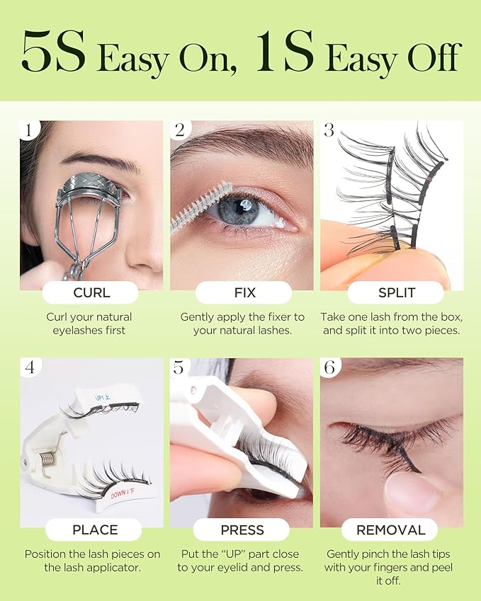 BEYELIAN Magnetic Eyelashes with Applicator Kit, Upgrade Reusable Magnetic Lashes With Fixer, No Glue Needed Soft Magnetic Eyelash for Eye (Lightweight & Comfortable)