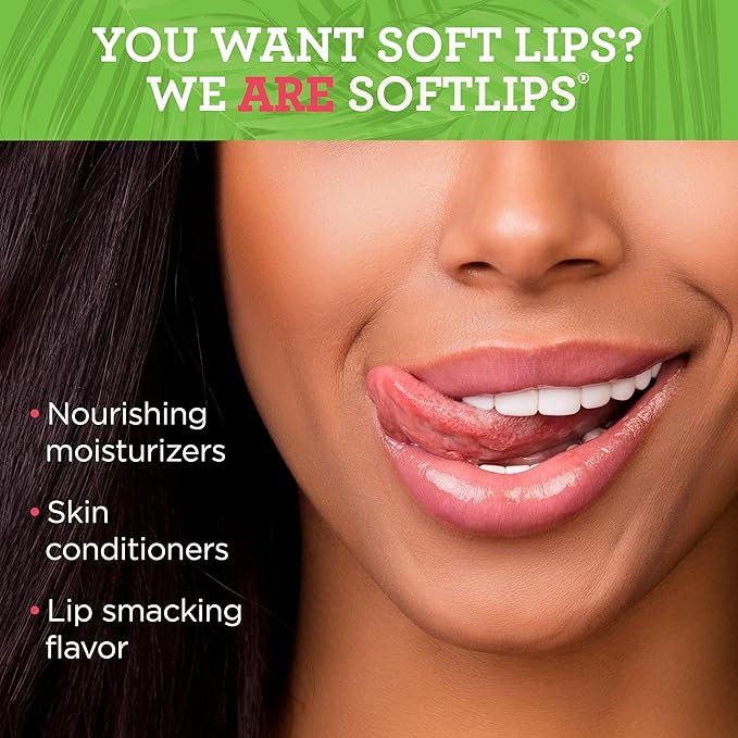 Softlips Daily Lip Moisturizer For Very Dry Lips, Tropical Flavored Lip Balms, Hydrates, Soothes & Prevents Dry, Chapped Lips, Smooth Glide Formula, Dermatologist Tested, Pack of 6 Chap Sticks
