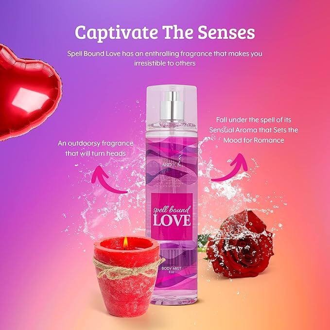 Home Spa Gift 10oz Deep Moisturizing Fragrance Body Lotion & 8 oz. Fine Fragrance Body Mist Set Luxury Self-Care Combo for Women and Girls (Spell Bound Love) – Mother's Day Gift for Mom