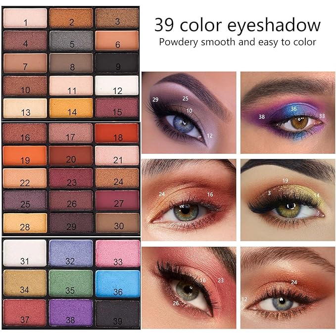 MISS ROSE M 58 Color Professional Makeup Kit for Women Full Kit, Include Eyeshadow Facial Blusher Eyebrow Powder Face Concealer Powder Eyeliner Pencil and a Mirror(331N)