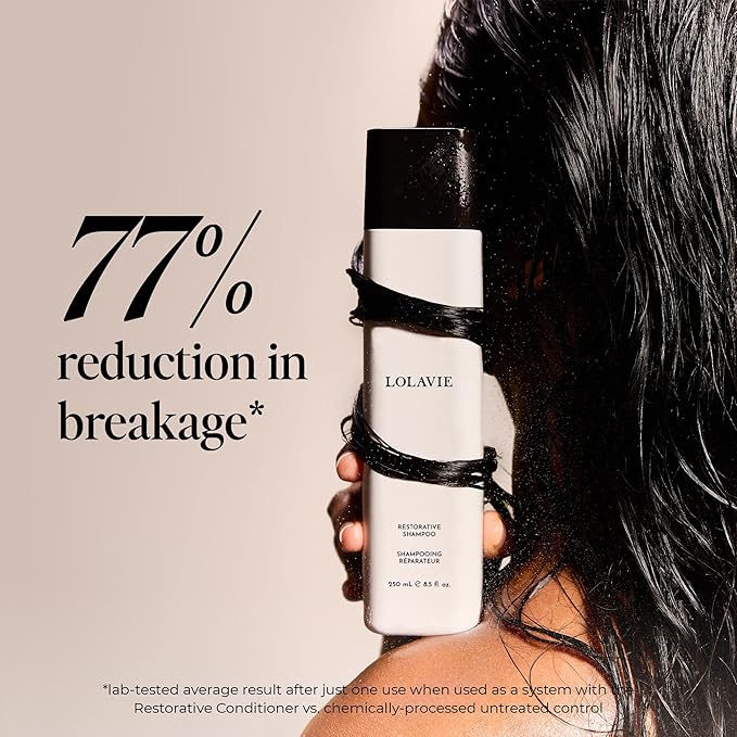 LolaVie Restorative Shampoo - 24 oz - Repairs Look of Damage, Protects from Breakage, Reduces Frizz for 12x Softer, Smoother Hair - Gentle, Color Safe - All Hair Types